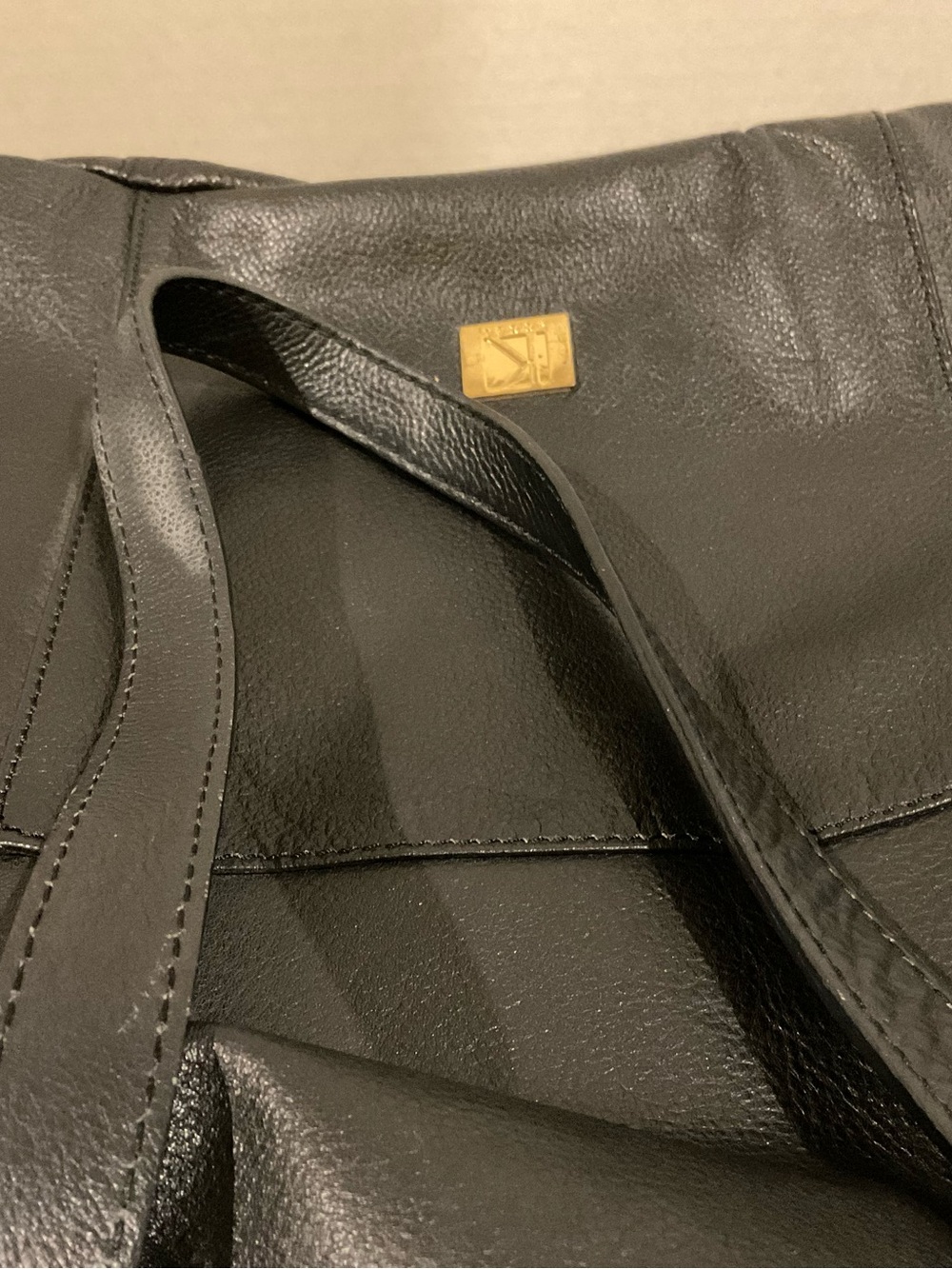 KOOBA BLACK PEBBLED LEATHER 2 STRAP SHOULDER BAG FRONT POCKET - VERY GOOD - Picture 11 of 14